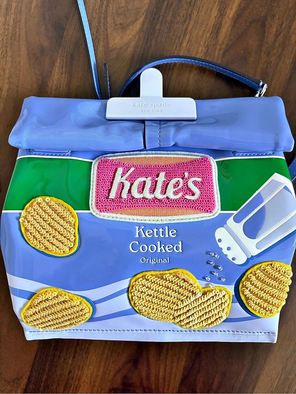 Kate Spade Kettle Cooked Potato Chip Crossbody Bag Blue